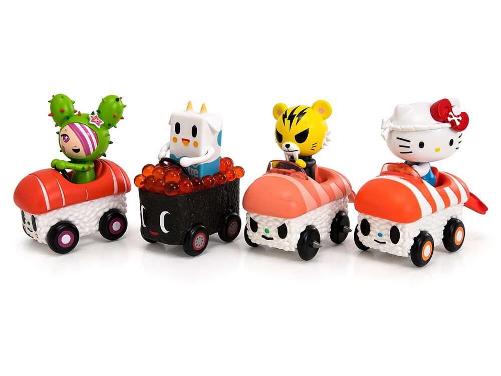 tokidoki Sushi Cars Lot Of 4 Figures Hello Kitty Tiger Kawaii Toys